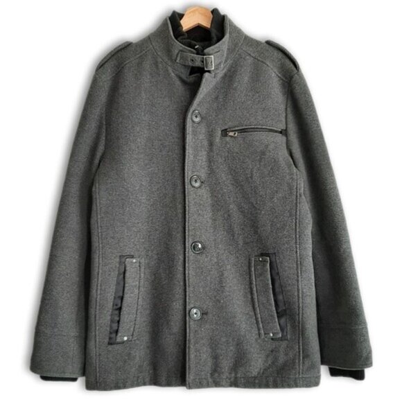 ESPRIT Wool Blend Jacket Coat Front Button & Zip-Up Closure Grey Men's XL - Picture 1 of 16